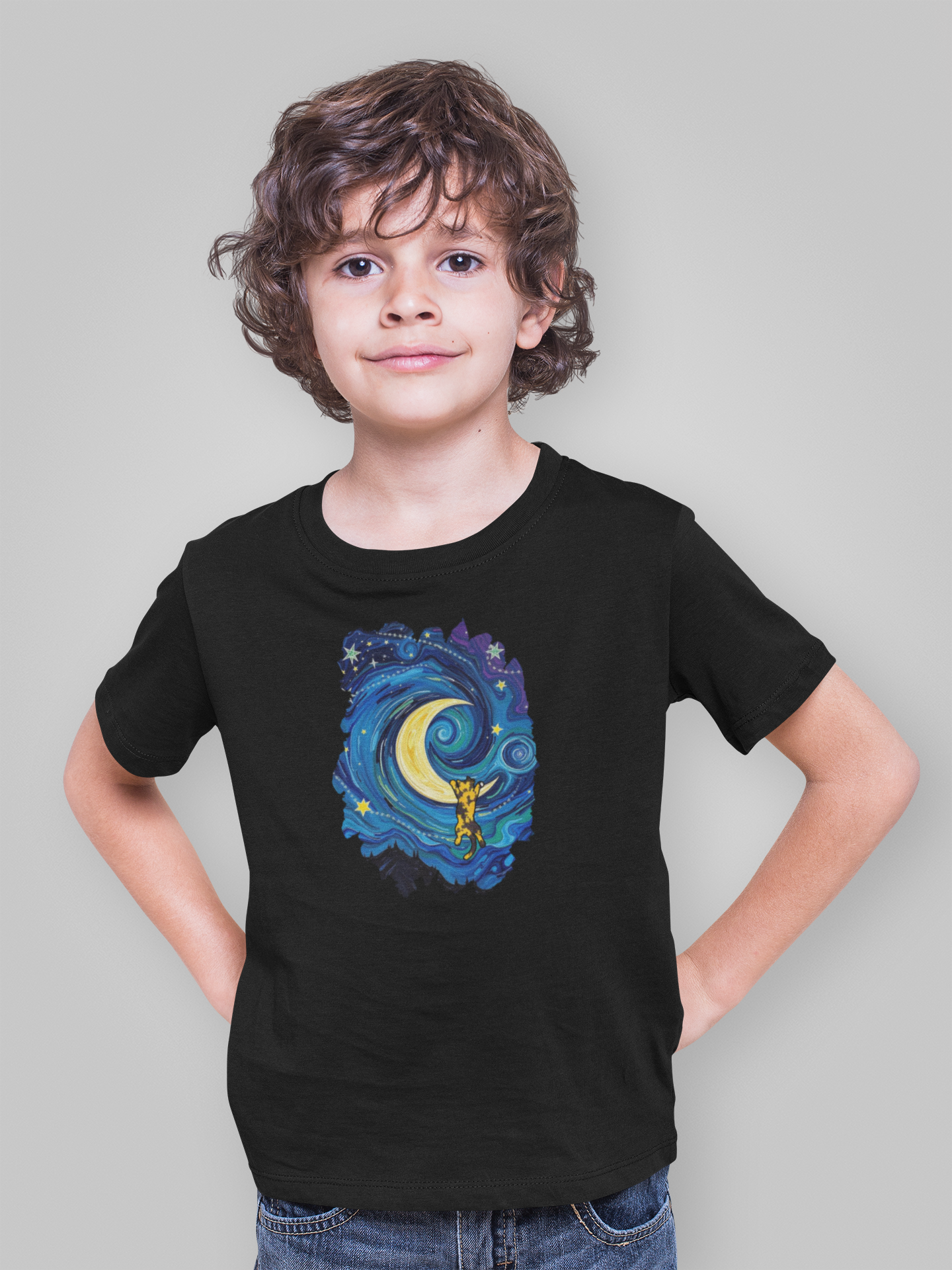 THE STARRY MEOWNIGHT - Classic Kids Crewneck T-shirt