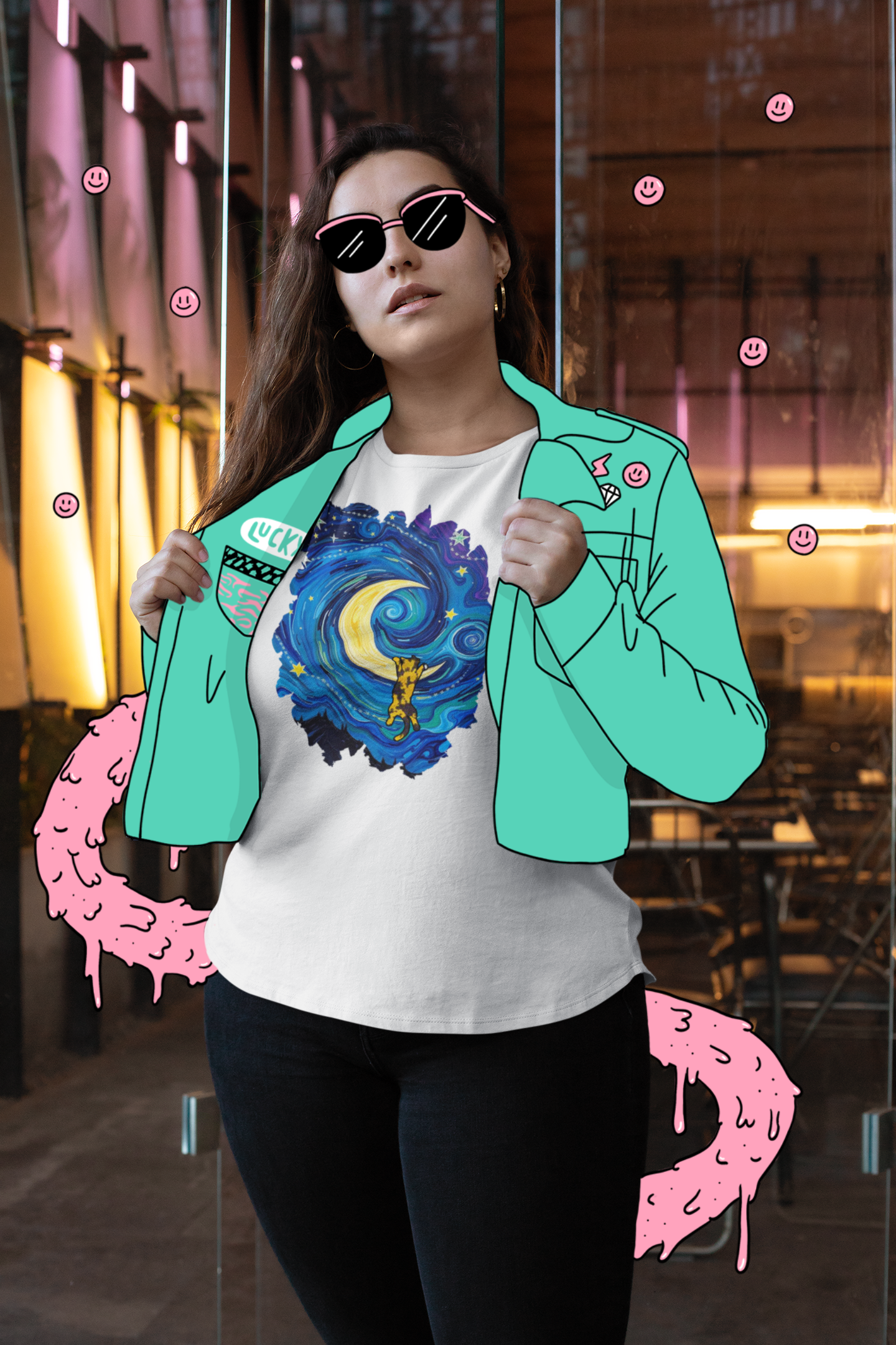 THE STARRY MEOWNIGHT - Premium Unisex Crewneck T-shirt