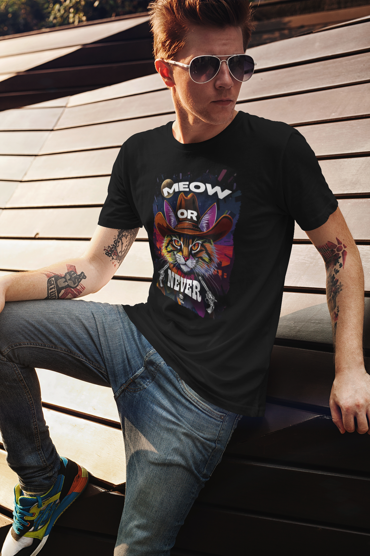 MEOW OR NEVER - Premium Unisex Crewneck T-shirt