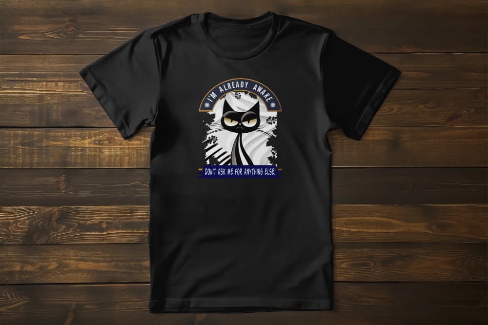 Don’t Ask Me Cat T-Shirt – funny sarcastic grumpy cat design, premium unisex graphic tee.