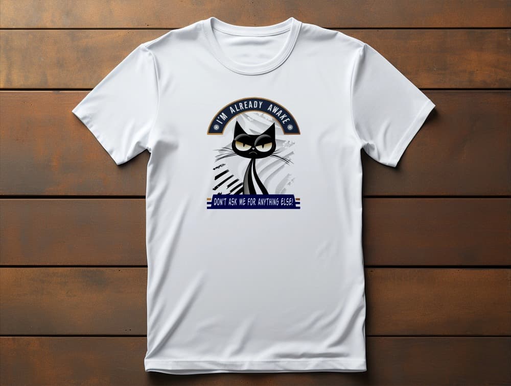 Don’t Ask Me Cat T-Shirt – funny sarcastic grumpy cat design, premium unisex graphic tee.