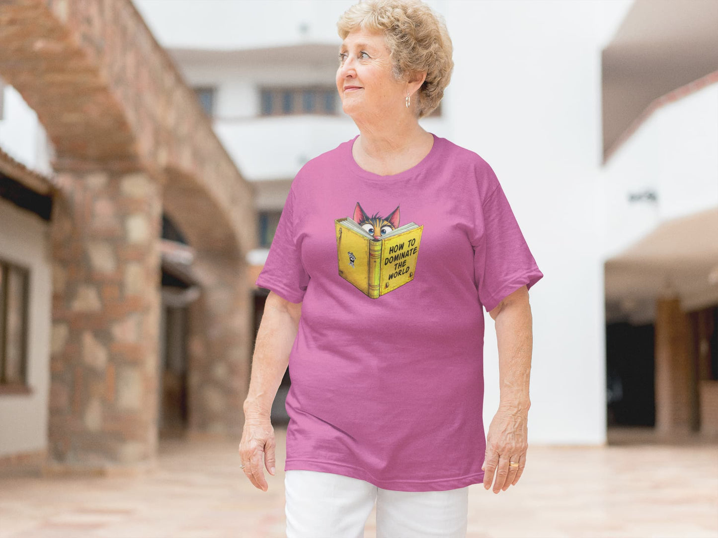 Casual outfit featuring How to Dominate the World Funny Conspirator Cat T-Shirt – sarcastic cat lover tee with conspiracy theme.
