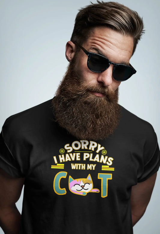 Model wearing Sorry I Have Plans With My Cat T-Shirt – unisex premium tee with funny cat lover design