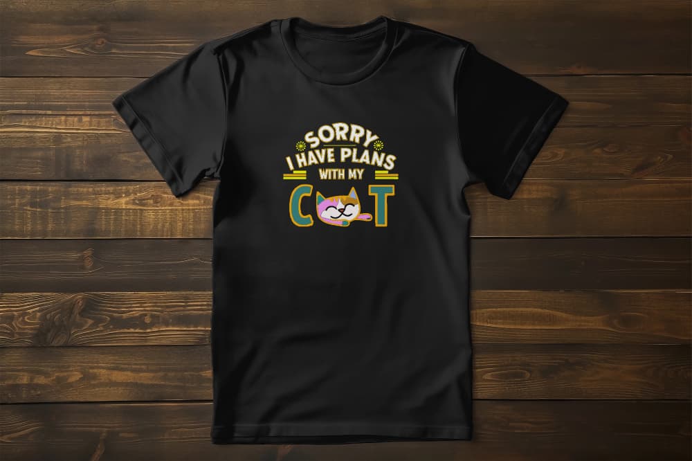 Sorry I Have Plans With My Cat Funny Cat T-Shirt β unisex premium tee with playful kitty graphic between letters C and T.