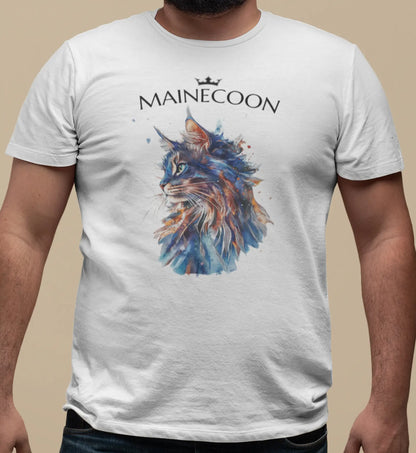 Close-up of the 'Majestic Mane – The Maine Coon Edition' print highlighting the textured brushstrokes, artistic color blending, and fine details of the cat’s mane.