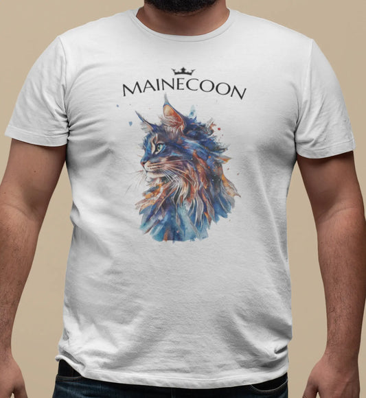 Close-up of the 'Majestic Mane – The Maine Coon Edition' print highlighting the textured brushstrokes, artistic color blending, and fine details of the cat’s mane.