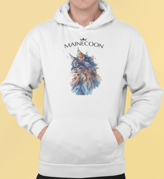 Close-up of the 'Majestic Mane – The Maine Coon Edition' print highlighting the textured brushstrokes, artistic color blending, and fine details of the cat’s mane.