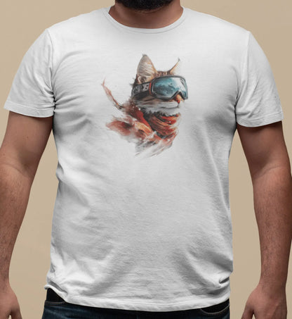 Close-up of Snowcat Vision design – minimalist cat with sunglasses and snow elements, radiating cold attitude and modern winter style.