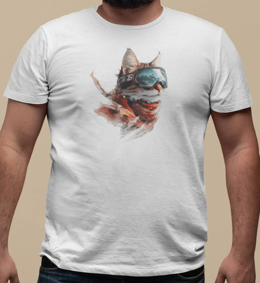 Close-up of Snowcat Vision design – minimalist cat with sunglasses and snow elements, radiating cold attitude and modern winter style.