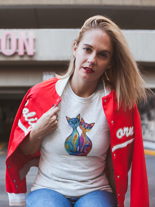 VITRAL CAT DOUBLE - Premium Unisex Crewneck T-shirt