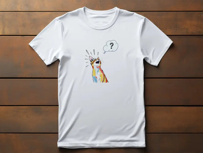 What? Funny Cat T-Shirt – minimalist humorous cat graphic, premium unisex tee.