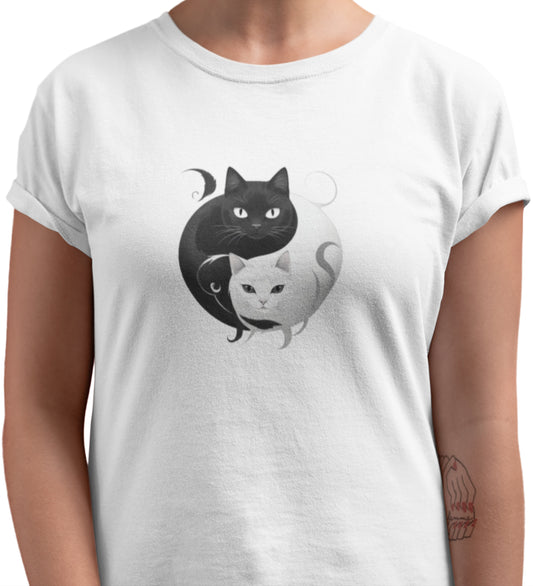 YIN YANG CAT - Premium Unisex Crewneck T-shirt