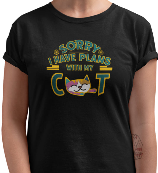 SORRY I HAVE PLANS WITH MY CAT - Premium Unisex Crewneck T-shirt