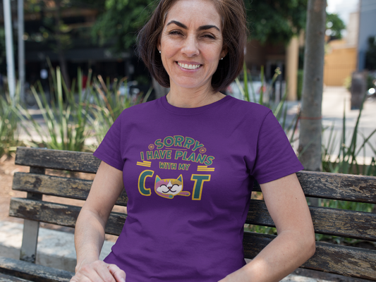 SORRY I HAVE PLANS WITH MY CAT - Premium Unisex Crewneck T-shirt