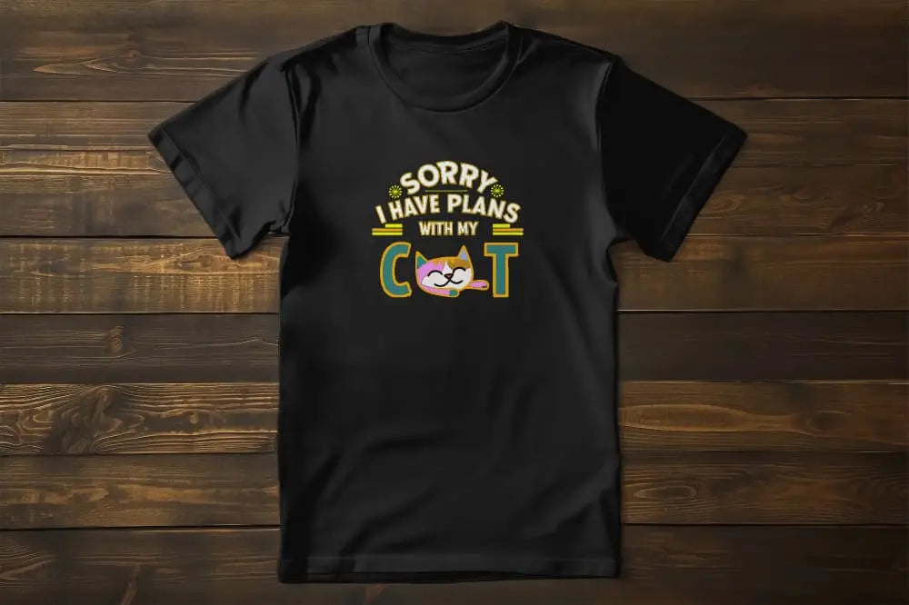 Sorry I Have Plans With My Cat Funny Cat T-Shirt – unisex premium tee with playful kitty graphic between letters C and T.