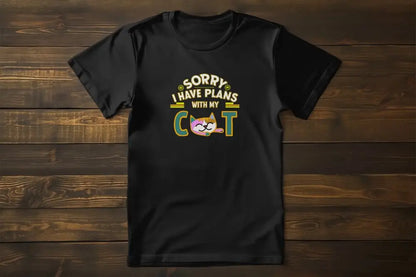 Sorry I Have Plans With My Cat Funny Cat T-Shirt – unisex premium tee with playful kitty graphic between letters C and T.