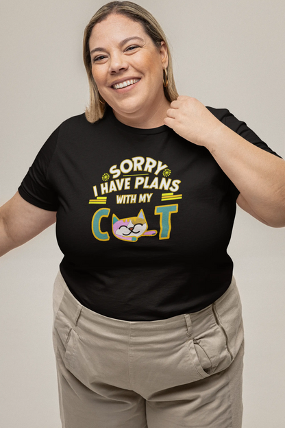 Casual outfit with Sorry I Have Plans With My Cat T-Shirt – witty unisex tee for cat lovers who choose cats over people