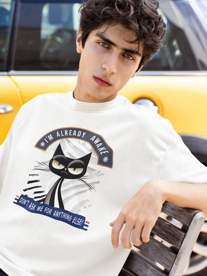 DON'T ASK ME - Men's Oversized Drop-Shoulder Crewneck T-Shirt